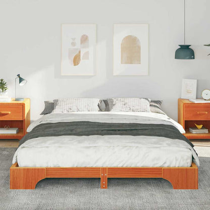 Bodenbettgestell Braun 160 x 220 cm Massivholz Kiefer