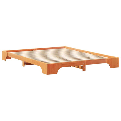 Bodenbettgestell Braun 160 x 220 cm Massivholz Kiefer