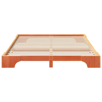 Bodenbettgestell Braun 160 x 220 cm Massivholz Kiefer