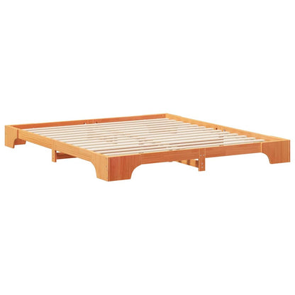 Bodenbettgestell Braun 200 x 220 cm Massivholz Kiefer