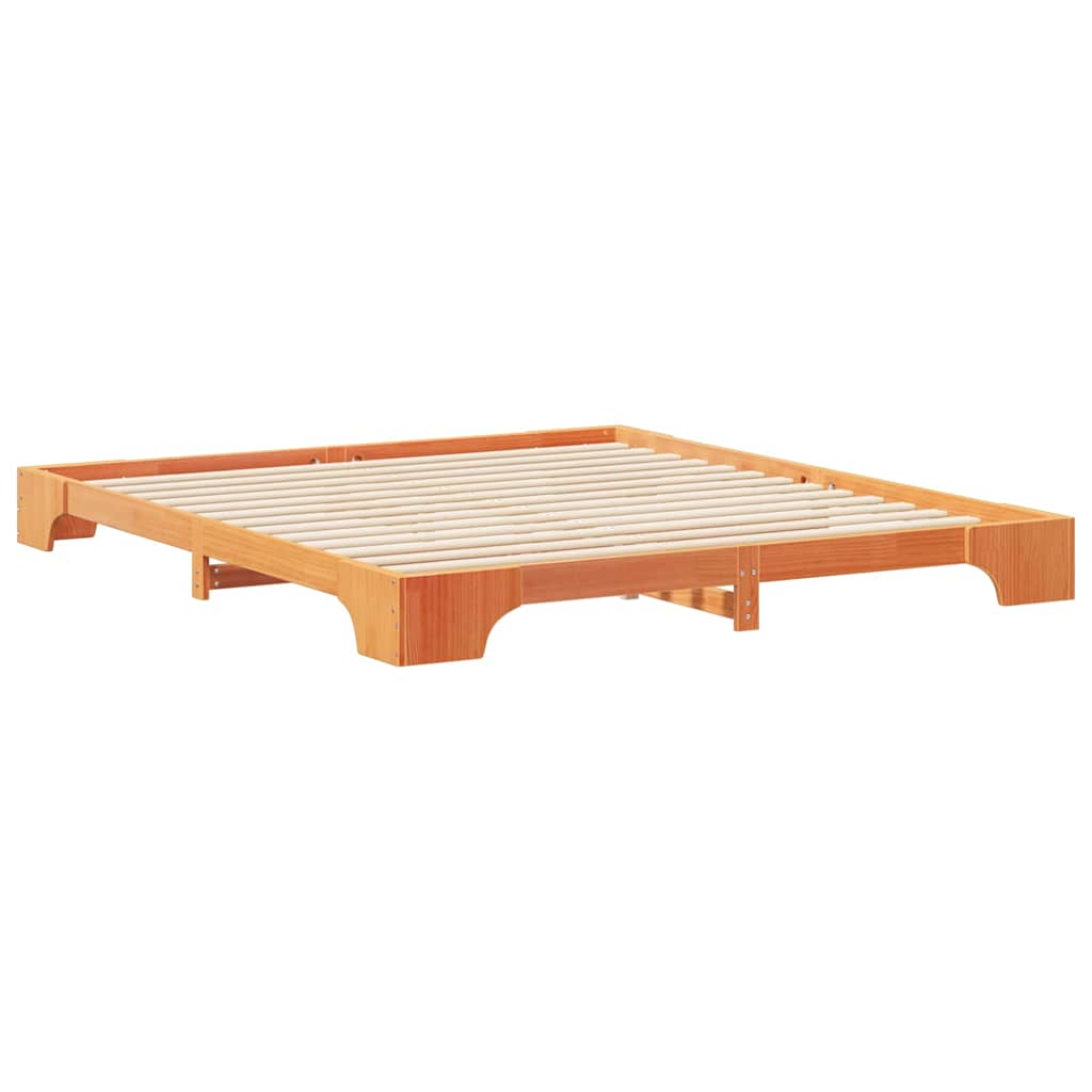 Bodenbettgestell Braun 200 x 220 cm Massivholz Kiefer