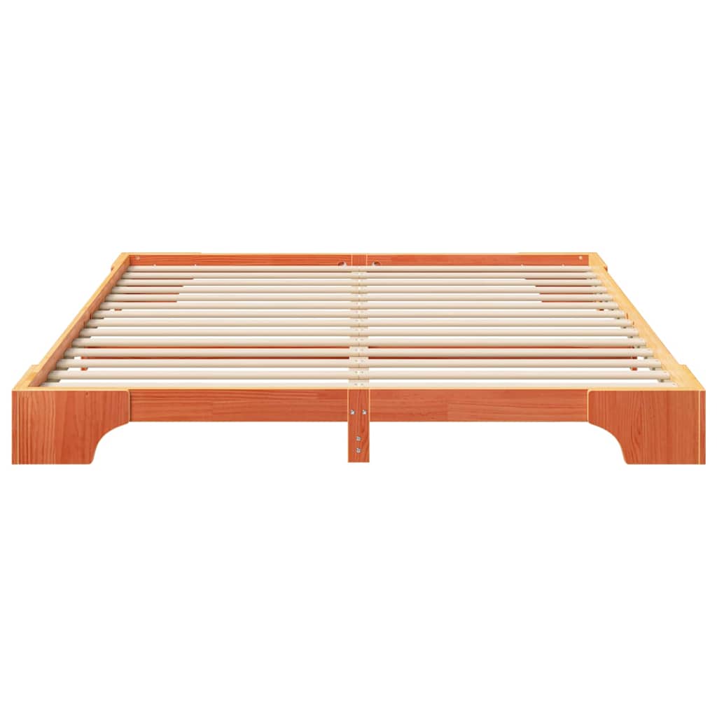Bodenbettgestell Braun 200 x 220 cm Massivholz Kiefer