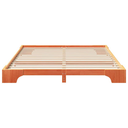 Bodenbettgestell Braun 200 x 220 cm Massivholz Kiefer