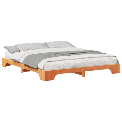 Bodenbettgestell Braun 200 x 220 cm Massivholz Kiefer