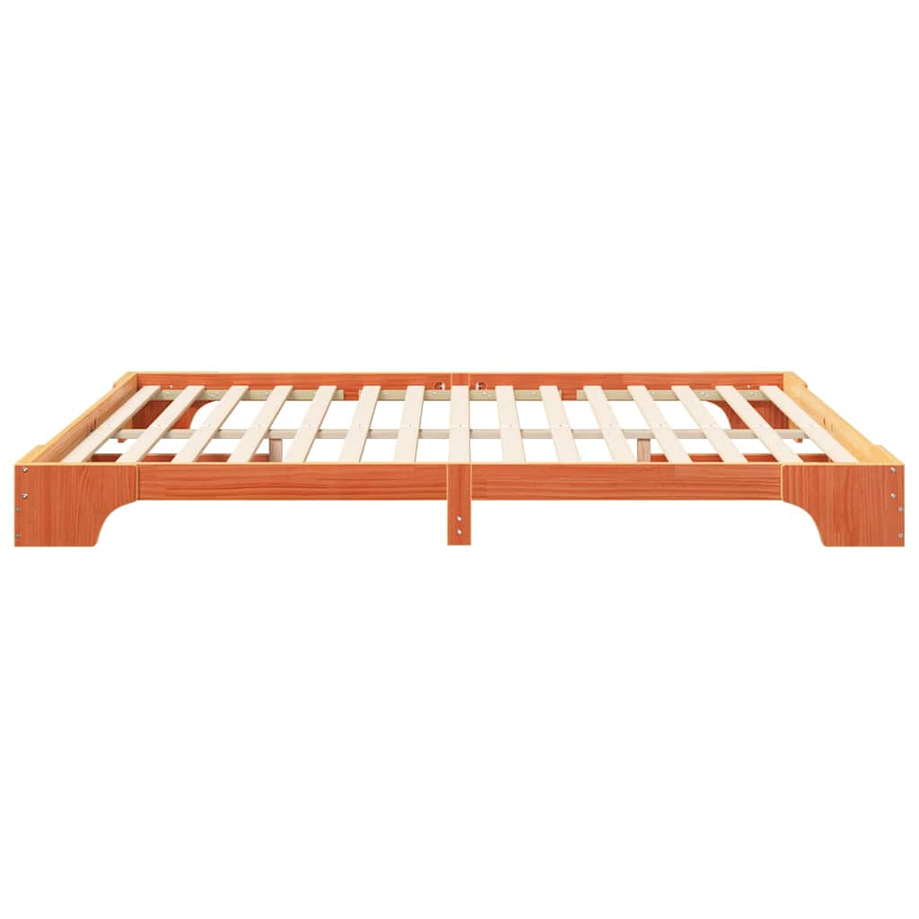 Bodenbettgestell Braun 200 x 220 cm Massivholz Kiefer