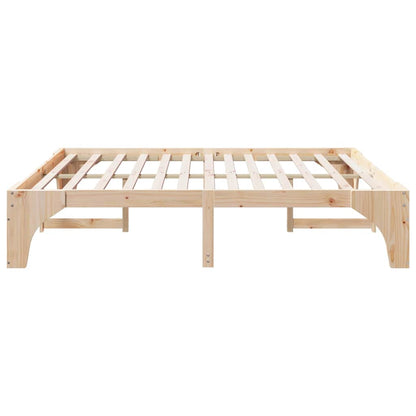 Bodenbettgestell Braun 200 x 200 cm Massivholz Kiefer