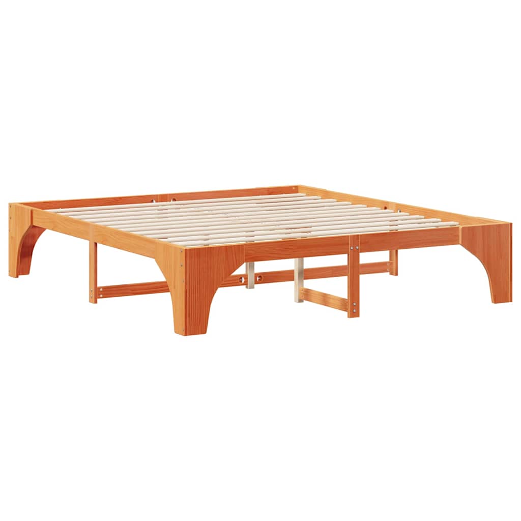 Bodenbettgestell Braun 200 x 200 cm Massivholz Kiefer