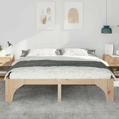 Bodenbettgestell Braun 180 x 200 cm Massivholz Kiefer