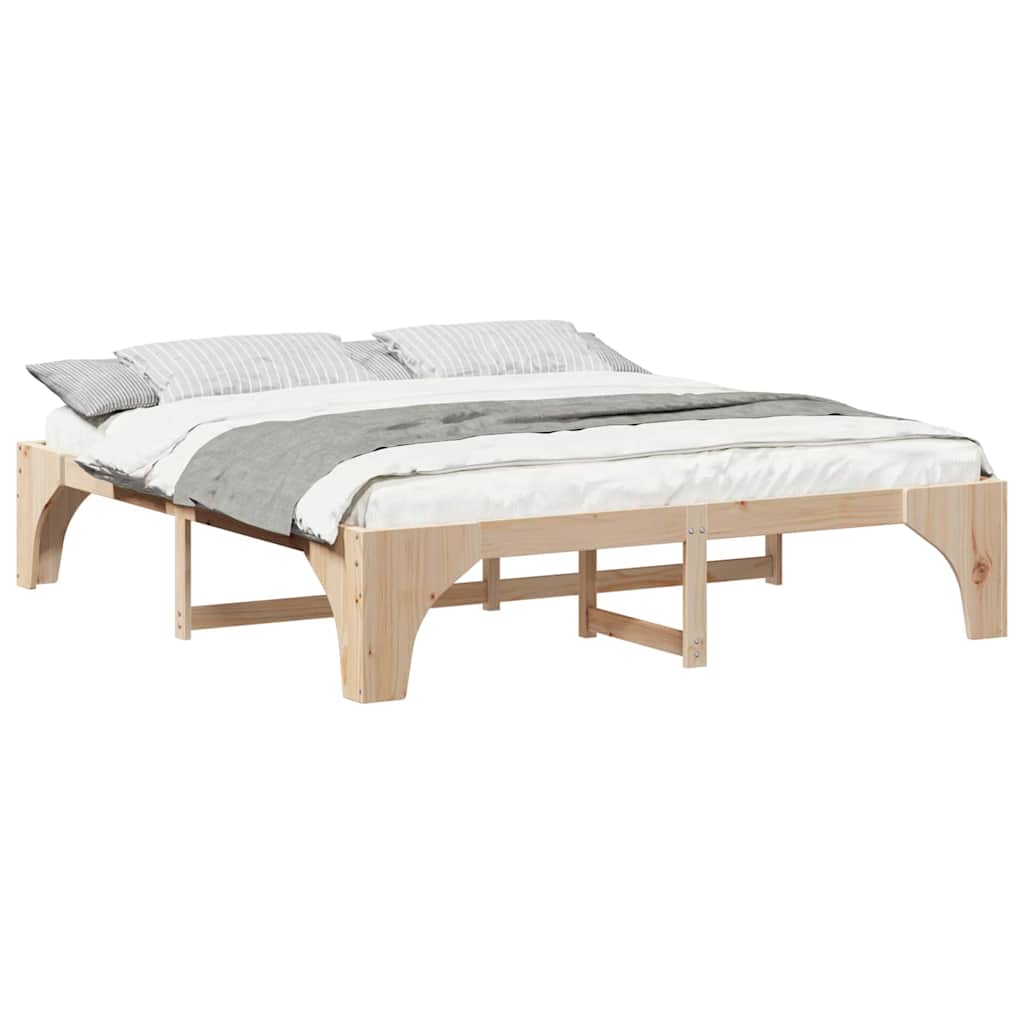 Bodenbettgestell Braun 180 x 200 cm Massivholz Kiefer