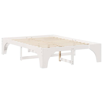 Bodenbettgestell Weiß 150 x 200 cm Massivholz Kiefer