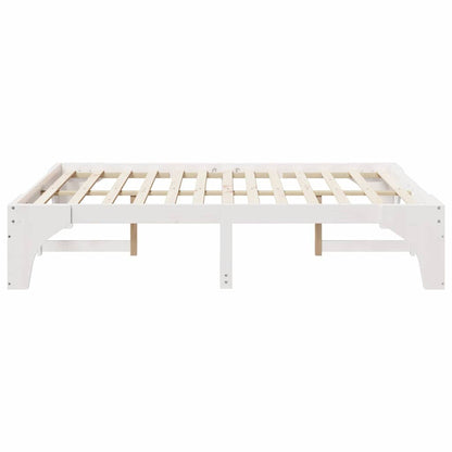 Bodenbettgestell Weiß 150 x 200 cm Massivholz Kiefer