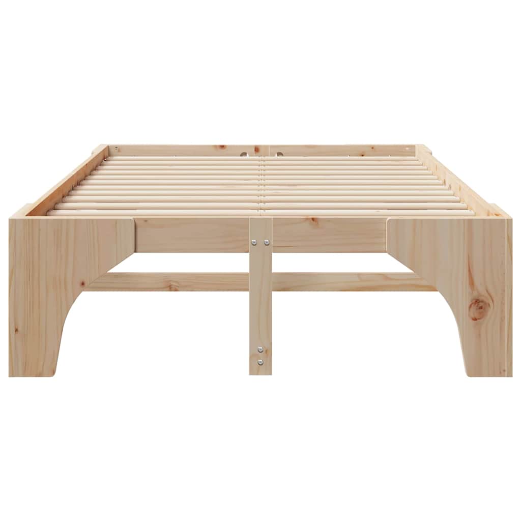 Bodenbettgestell Braun 120 x 200 cm Massivholz Kiefer