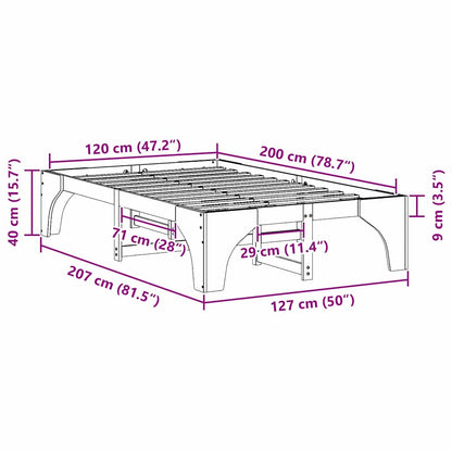 Bodenbettgestell Braun 120 x 200 cm Massivholz Kiefer