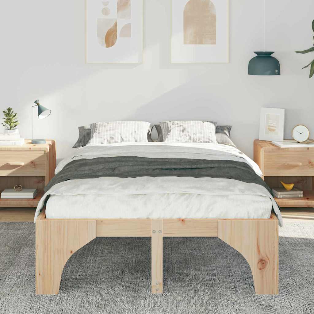 Bodenbettgestell mit Speicher Braun 120 x 190 cm Kiefernholz