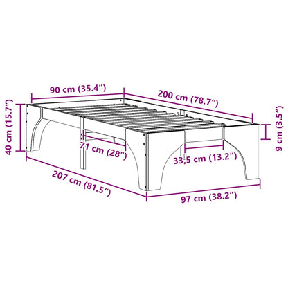 Bodenbettgestell Braun 90 x 200 cm Massivholz Kiefer