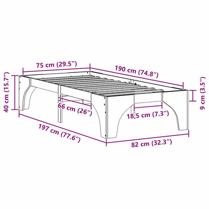 Bodenbettgestell Braun 75 x 190 cm Massivholz Kiefer