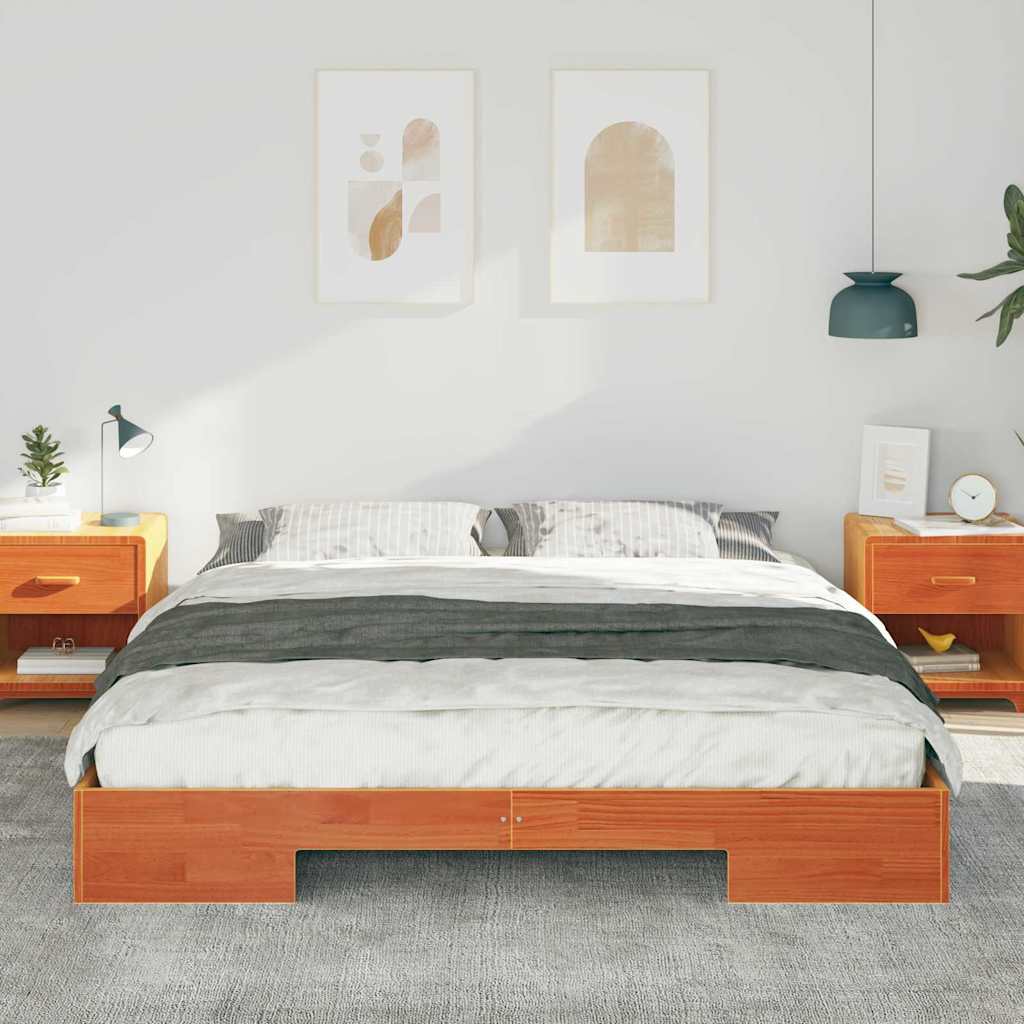 Bodenbettgestell Braun 200 x 200 cm Massivholz Kiefer