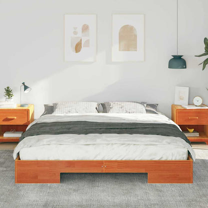 Bodenbettgestell Braun 200 x 200 cm Massivholz Kiefer