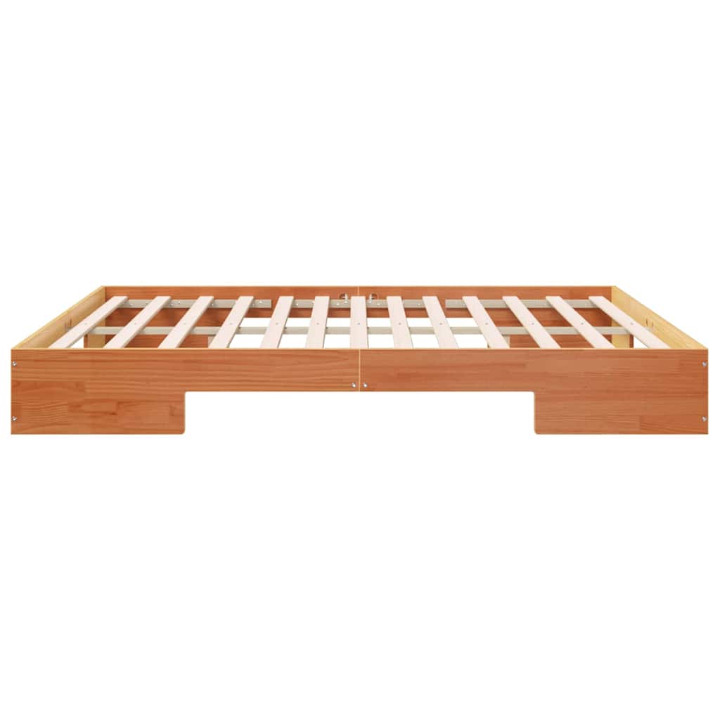 Bodenbettgestell Braun 200 x 200 cm Massivholz Kiefer