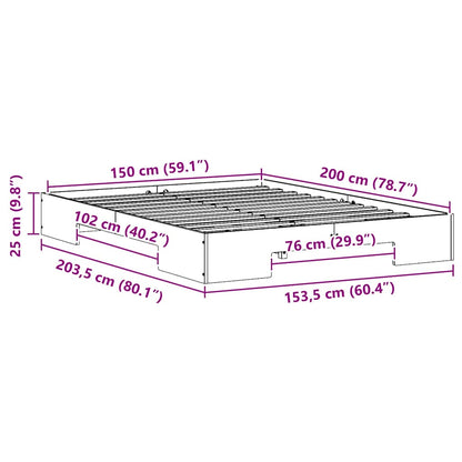 Bodenbettgestell Weiß 150 x 200 cm Massivholz Kiefer