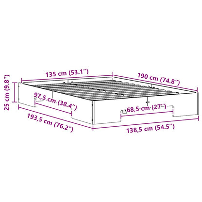 Bodenbettgestell Weiß 135 x 190 cm Massivholz Kiefer