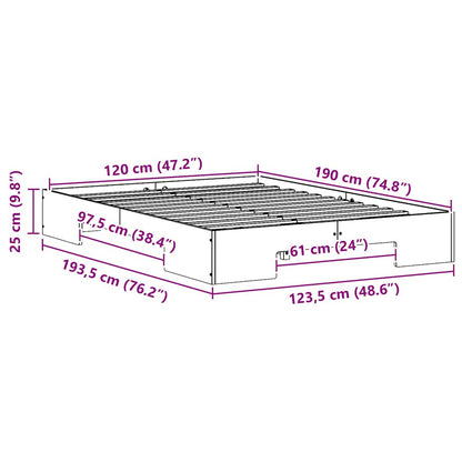 Bodenbettgestell Braun 120 x 190 cm Massivholz Kiefer