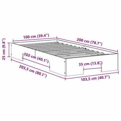 Bodenbettgestell Braun 100 x 200 cm Massivholz Kiefer