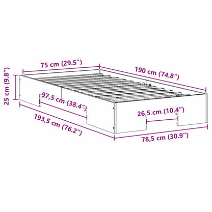 Bodenbettgestell Weiß 75 x 190 cm Massivholz Kiefer