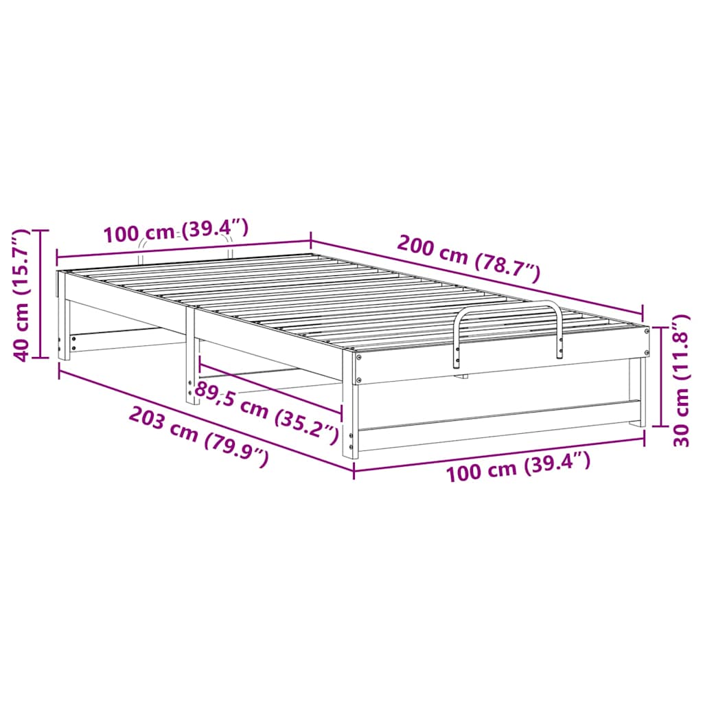 Bettgestell mit Tragegriffen Weiß Massivholz Kiefer