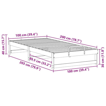Bettgestell mit Tragegriffen Weiß Massivholz Kiefer