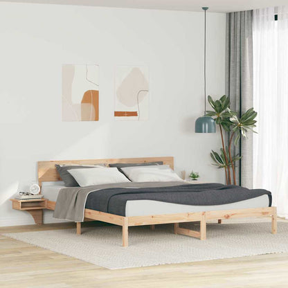 Bettgestell mit Nachttischen Braun Massivholz Kiefer