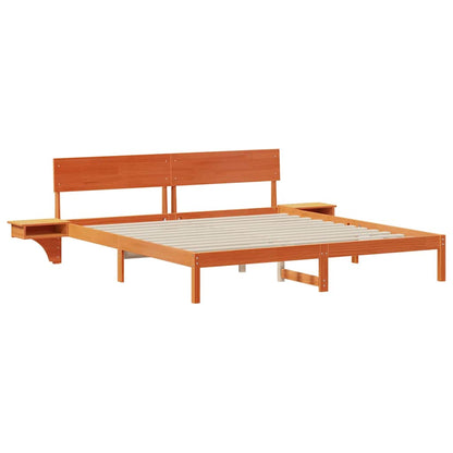 Bettgestell mit Nachttischen Wachsbraun Massivholz Kiefer