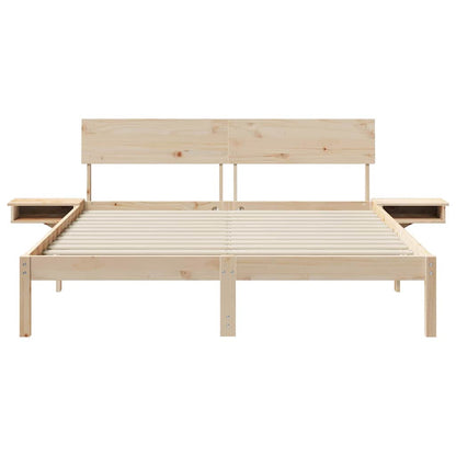 Bettgestell mit Nachttischen Braun Massivholz Kiefer