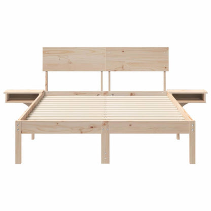 Bettgestell mit Nachttischen Braun Massivholz Kiefer