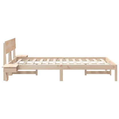 Bettgestell mit Nachttischen Braun Massivholz Kiefer