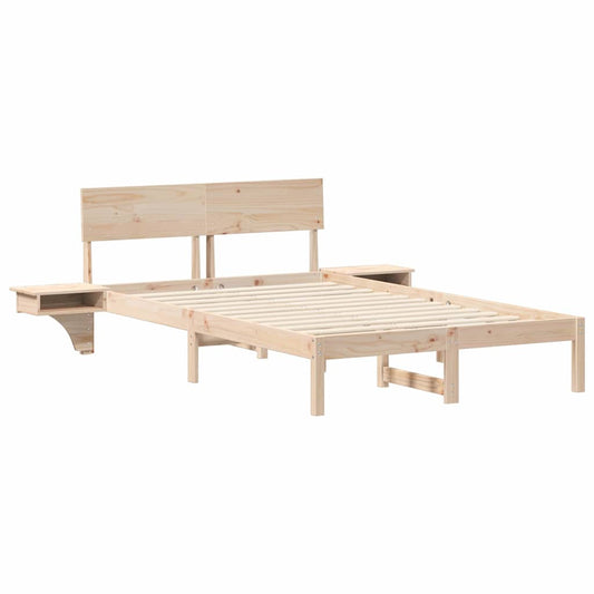 Bettgestell mit Nachttischen Braun Massivholz Kiefer
