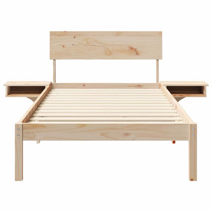 Bettgestell mit Nachttischen Braun Massivholz Kiefer