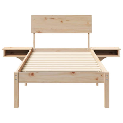 Bettgestell mit Nachttischen Braun Massivholz Kiefer