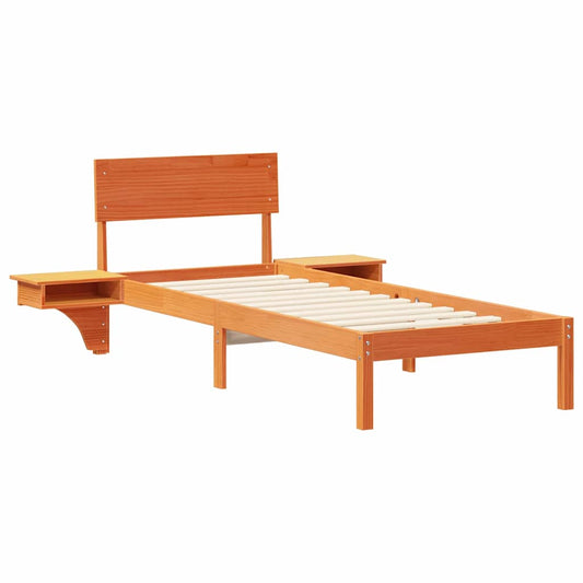 Bettgestell mit Nachttischen Wachsbraun Massivholz Kiefer