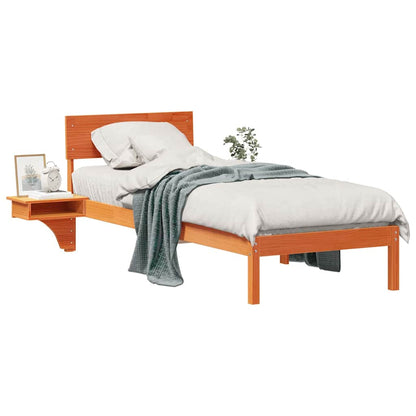 Bettgestell mit Nachttischen Wachsbraun Massivholz Kiefer