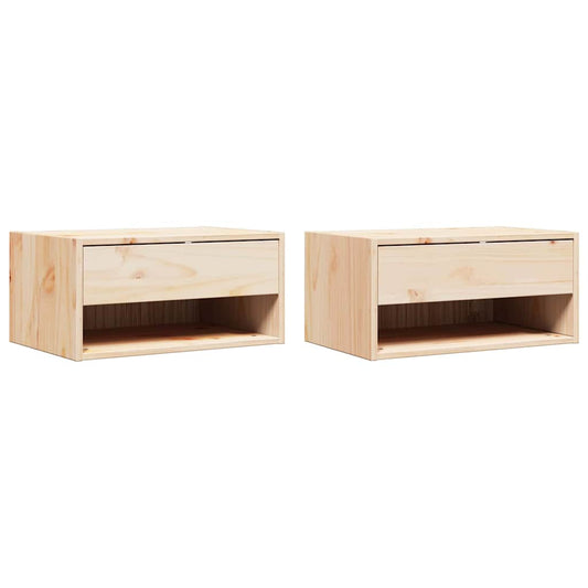 Nachttisch 2 pcs Braun 50 x 32,5 x 24 cm Massivholz Kiefer