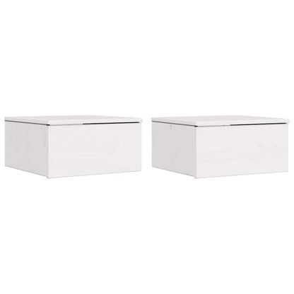 Nachttisch 2 pcs Weiß 37 x 35 x 18,5 cm Massivholz Kiefer
