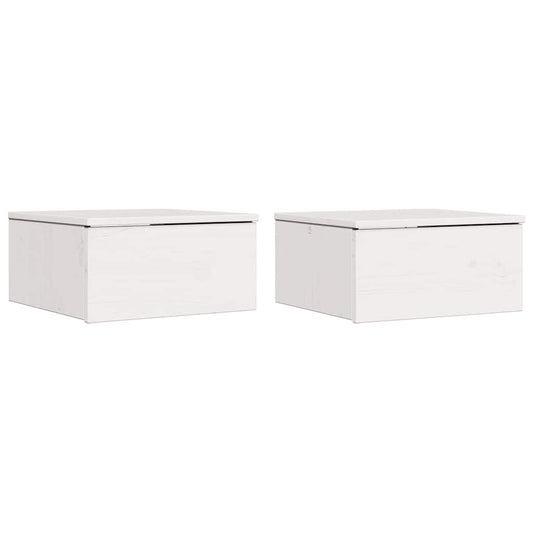 Nachttisch 2 pcs Weiß 37 x 35 x 18,5 cm Massivholz Kiefer