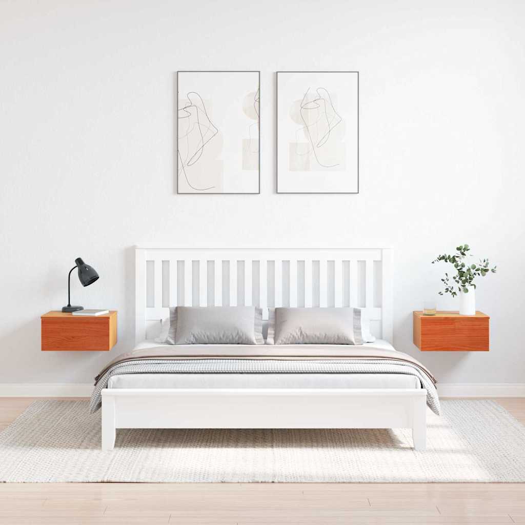 Nachttisch 2 pcs Wachsbraun 37 x 35 x 18,5 cm Massivholz Kiefer