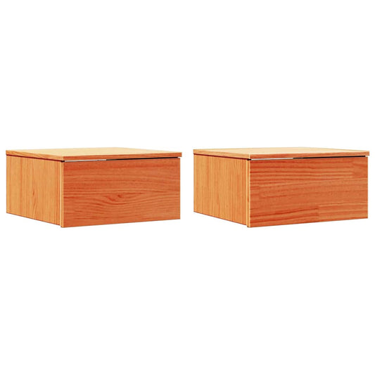 Nachttisch 2 pcs Wachsbraun 37 x 35 x 18,5 cm Massivholz Kiefer