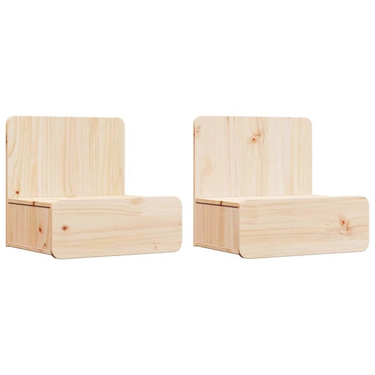 Nachttisch 2 pcs Braun 44 x 32,5 x 40 cm Massivholz Kiefer