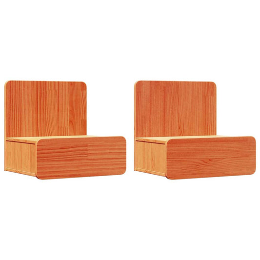 Nachttisch 2 pcs Wachsbraun 44 x 32,5 x 40 cm Massivholz Kiefer