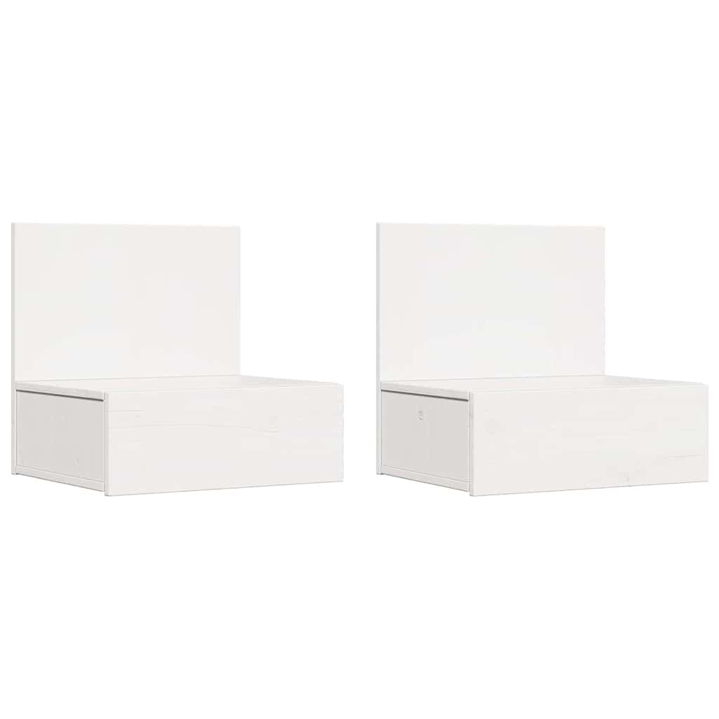 Nachttisch 2 pcs Weiß 42 x 32.5 x 40 cm Massivholz Kiefer