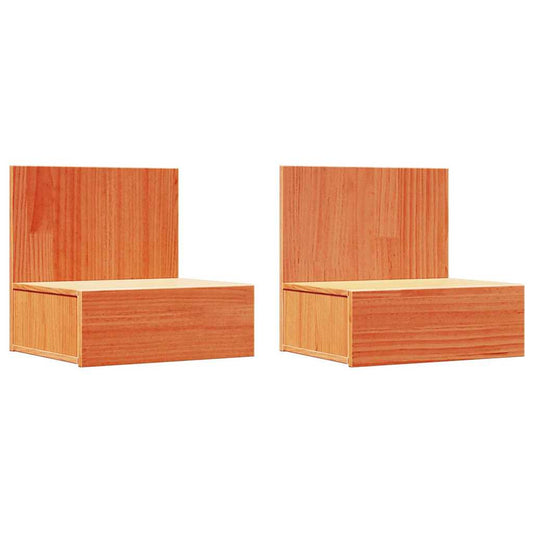 Nachttisch 2 pcs Wachsbraun 42 x 32.5 x 40 cm Massivholz Kiefer