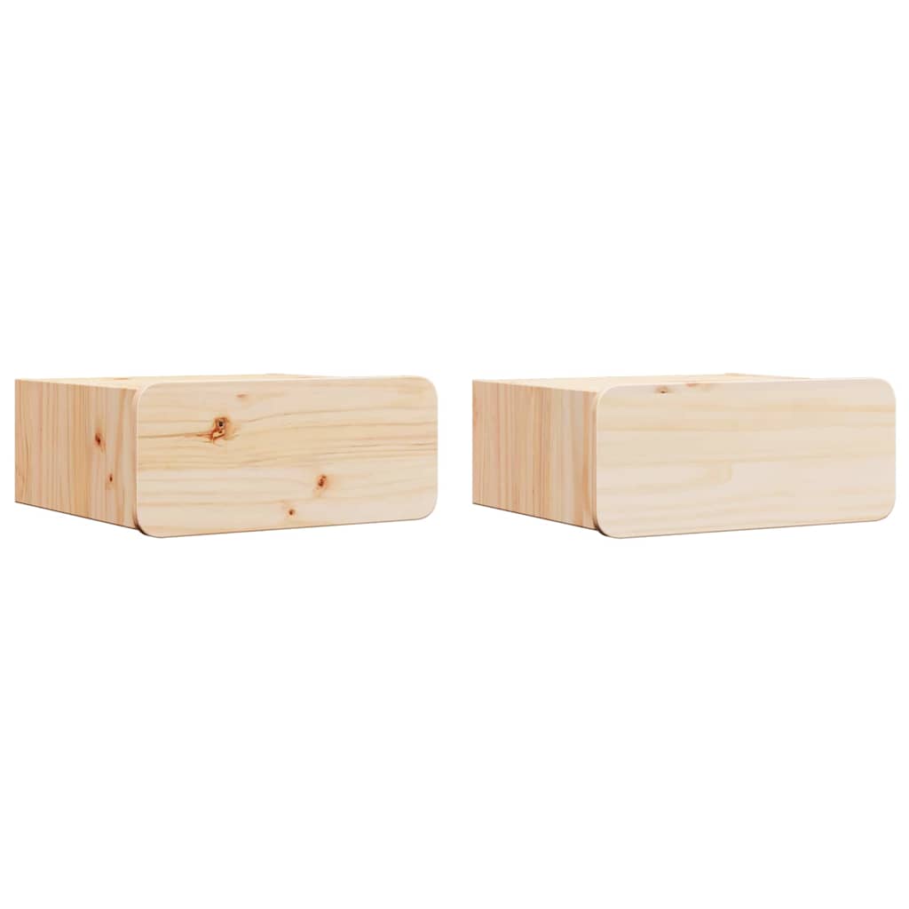 Nachttisch 2 pcs Braun 39 x 34 x 16,5 cm Massivholz Kiefer